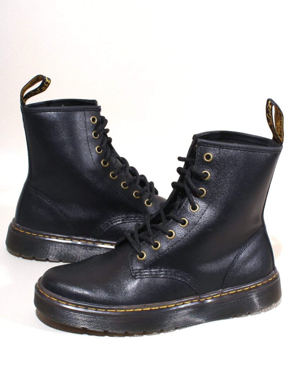 Dr Martens Zavala Black Leather Combat Boots Womens 9 USL Mens 8 USM AW004